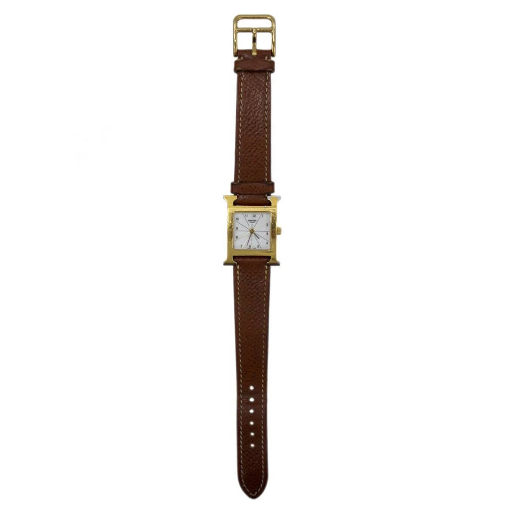 Pre-Owned  Hermes H Watch Ladies Quartz Gold x Brown Dial: White HH1.201 □G (Good)