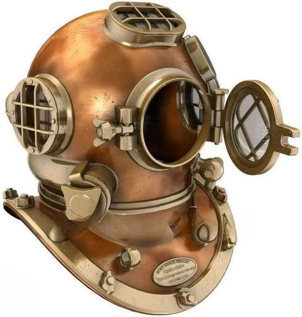 Vintage U.S Navy Mark V Copper Brass Diving Divers Helmet Antique  Nautical