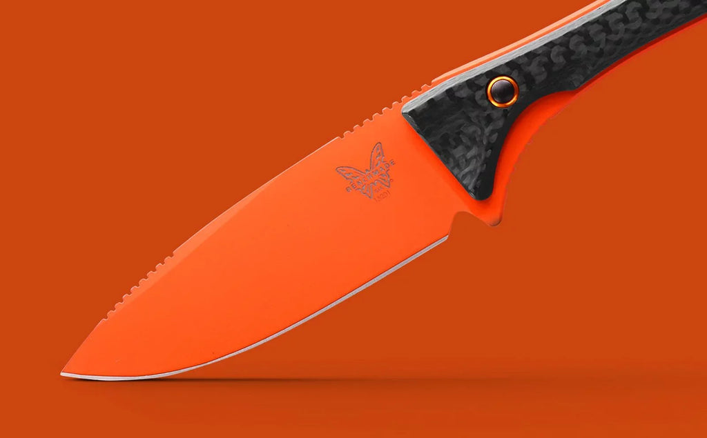 Benchmade Altitude 3.08" Fixed Blade Carbon Fiber Handle Orange Cerakote -S90V 15201OR Knife