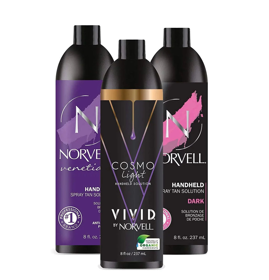 Norvell Sunless Kit - M1000 Mobile  Spray Tan Airbrush Machine + 8 oz Tanning Solutions in Ultra Vivid 'Cosmo', Venetian and Dark + Norvell Training Program (Retail Value $490)