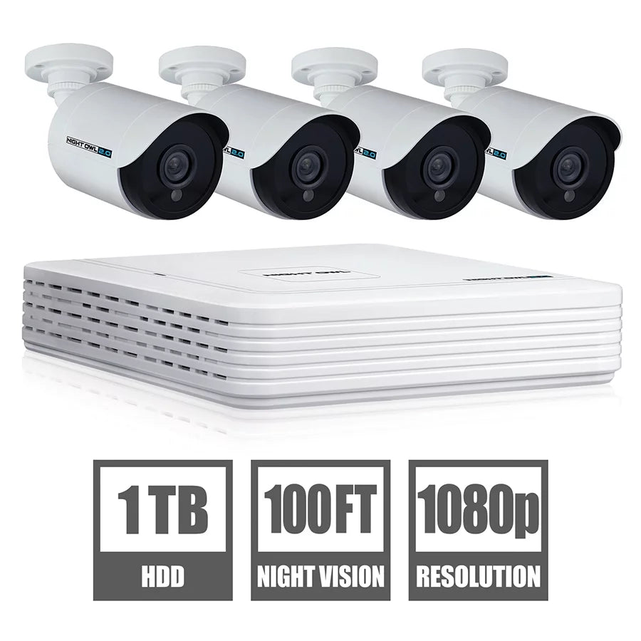 Night Owl 4 Channel 1080p  with 4 x 1080p Cameras and 1