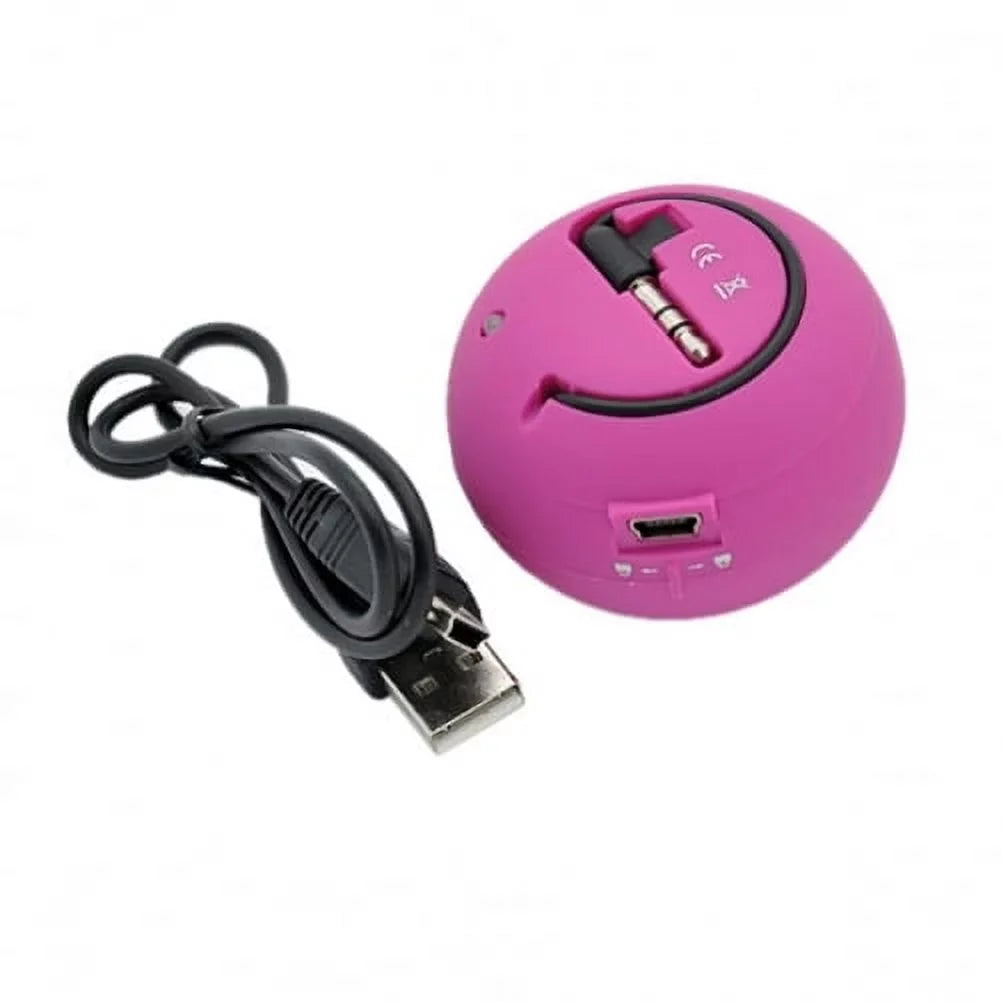 Wired Portable Loud Speaker Pink Multimedia Audio System Rechargeable Compatible With Alcatel Onyx -  V50 ThinQ 5G, G8 ThinQ - Motorola Moto G7 Power Play - Nokia 3.1 Plus