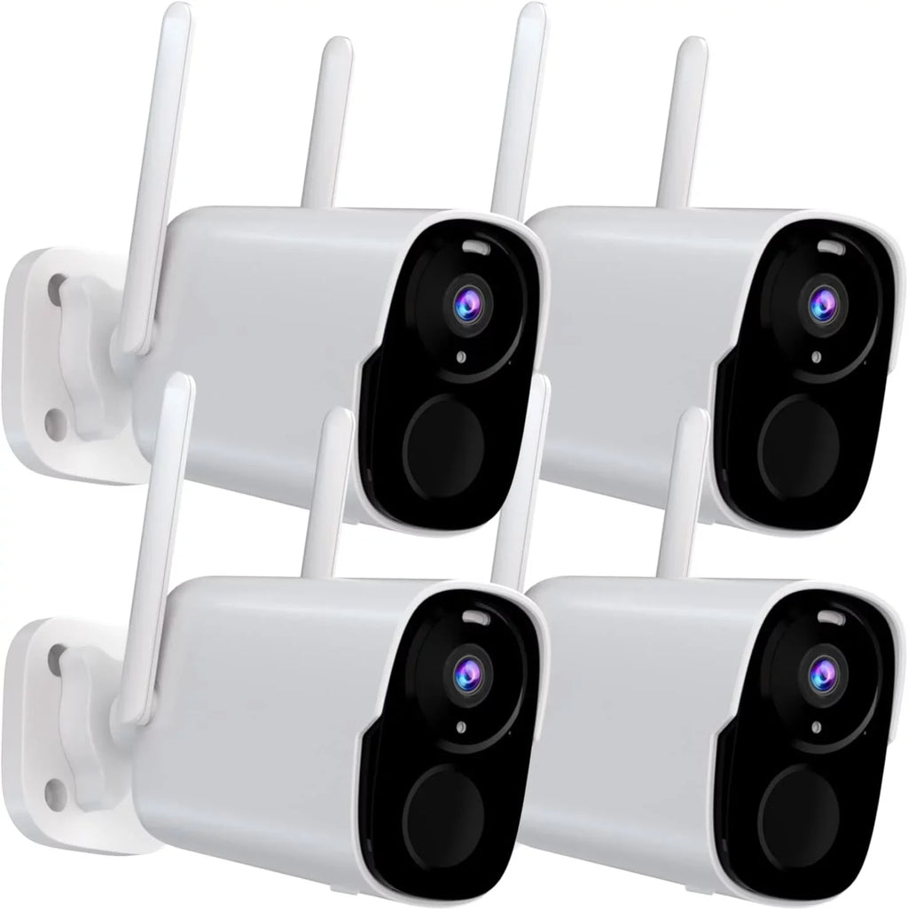 4Pack Security Cameras Wireless Outdoor - 2K  Color Night Vision  Motion Detection WiFi Wireless Cameras for Home Security, Spotlight Siren Alarm Camera with 2-Way Audio, Cloud/ (up to 256G)