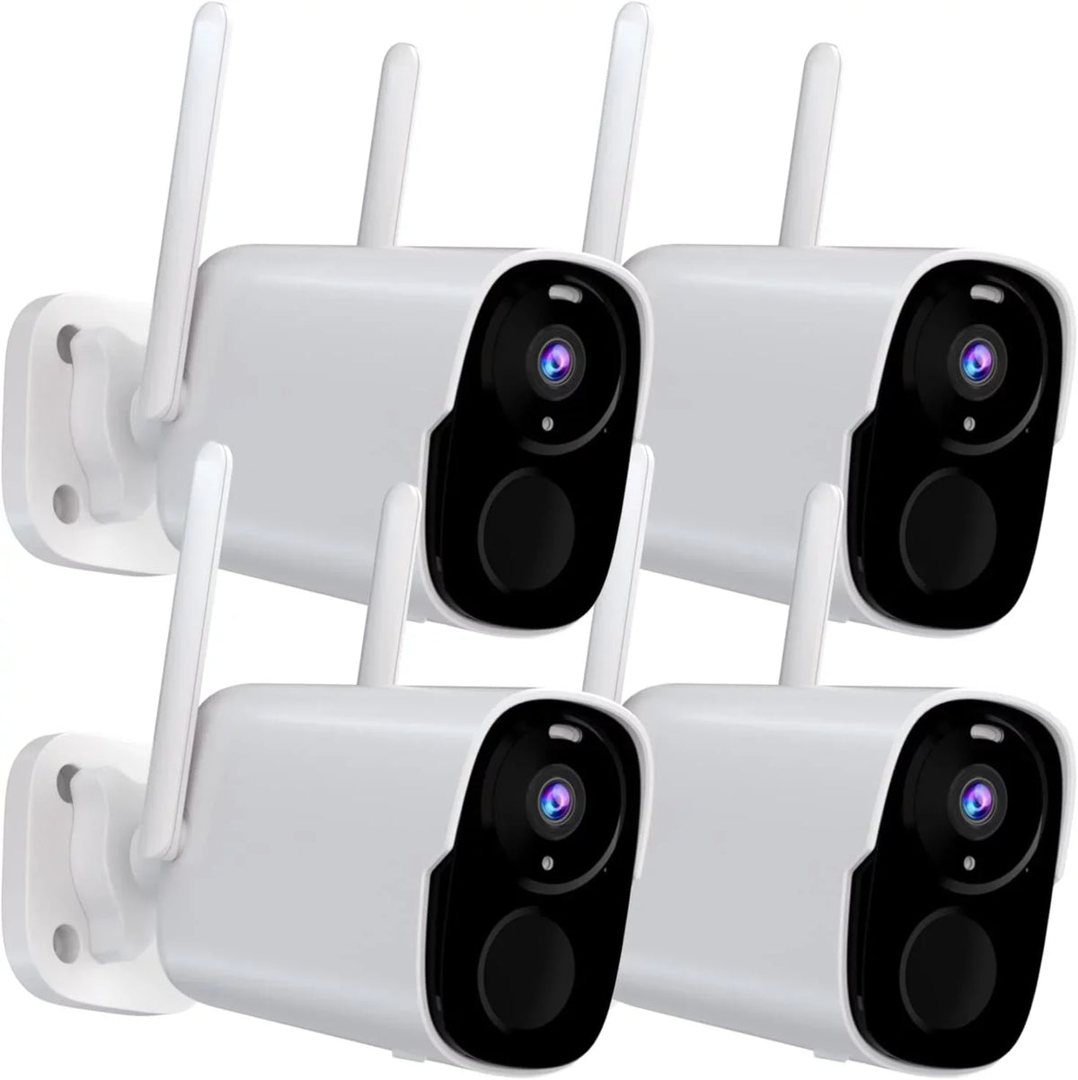 4Pack Security Cameras Wireless Outdoor - 2K  Color Night Vision  Motion Detection WiFi Wireless Cameras for Home Security, Spotlight Siren Alarm Camera with 2-Way Audio, Cloud/ (up to 256G)