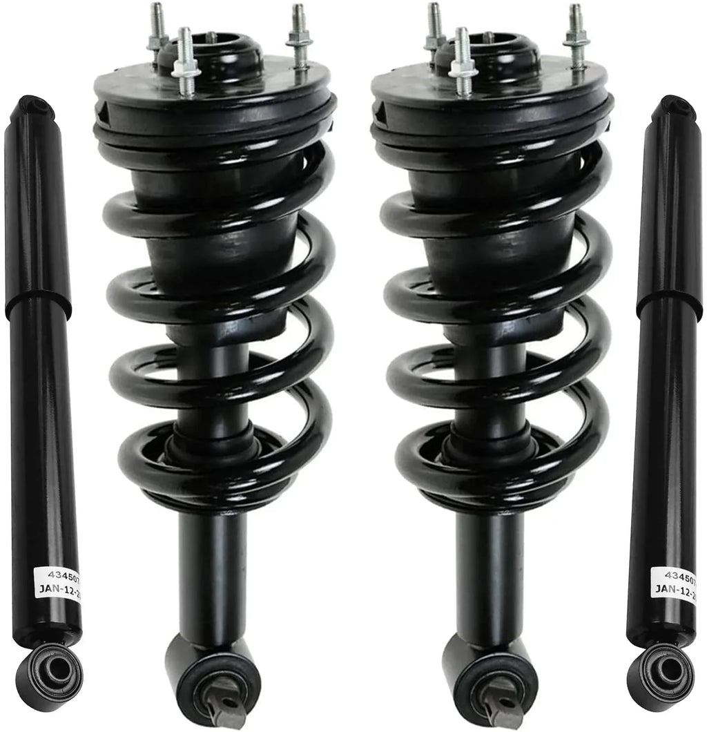 Detroit Axle - Struts Shocks for 2007-2013  Chevy Silverado Sierra 1500 [Exc. Electronic Susp.] Complete 2 Front Struts w/Coil Spring 2 Rear Shock Absorbers 2008 2009 2010 2011 2012 Replacement