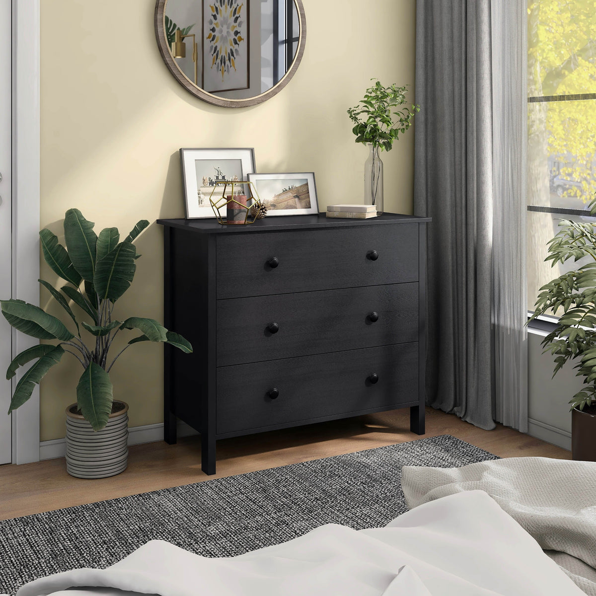 Denhour   Transitional 34-inch Wide 3-Drawer Neutral Youth Dresser by  White Marble