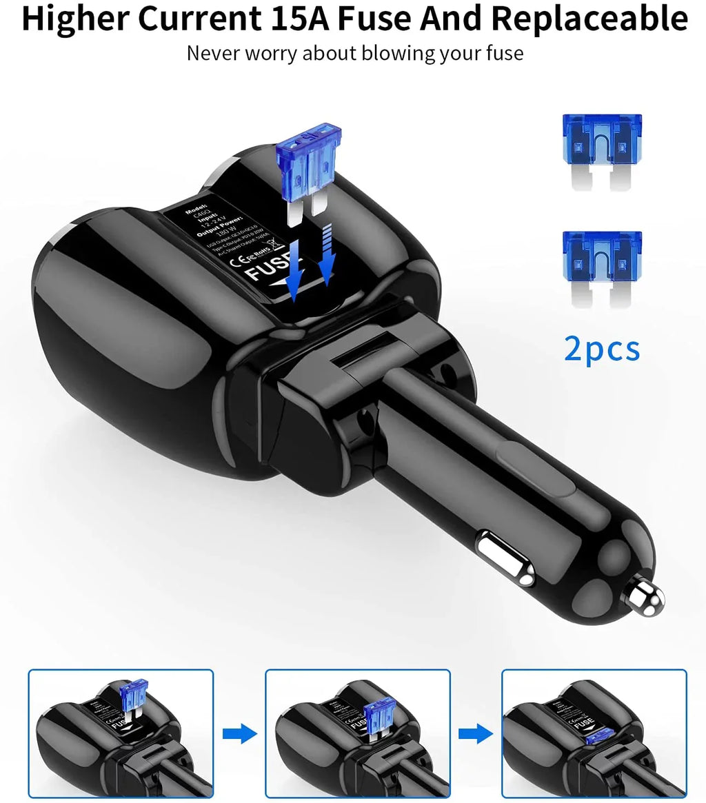 ?Upgraded? ette Lighter Splitter,  180W 2-Socket ette Lighter Adapter with Dual QC3.0 and 20W   C Car Charger Splitter for /Dash Cam/Laptop/iPad/iPhone 13 Pro Max/13/12/11