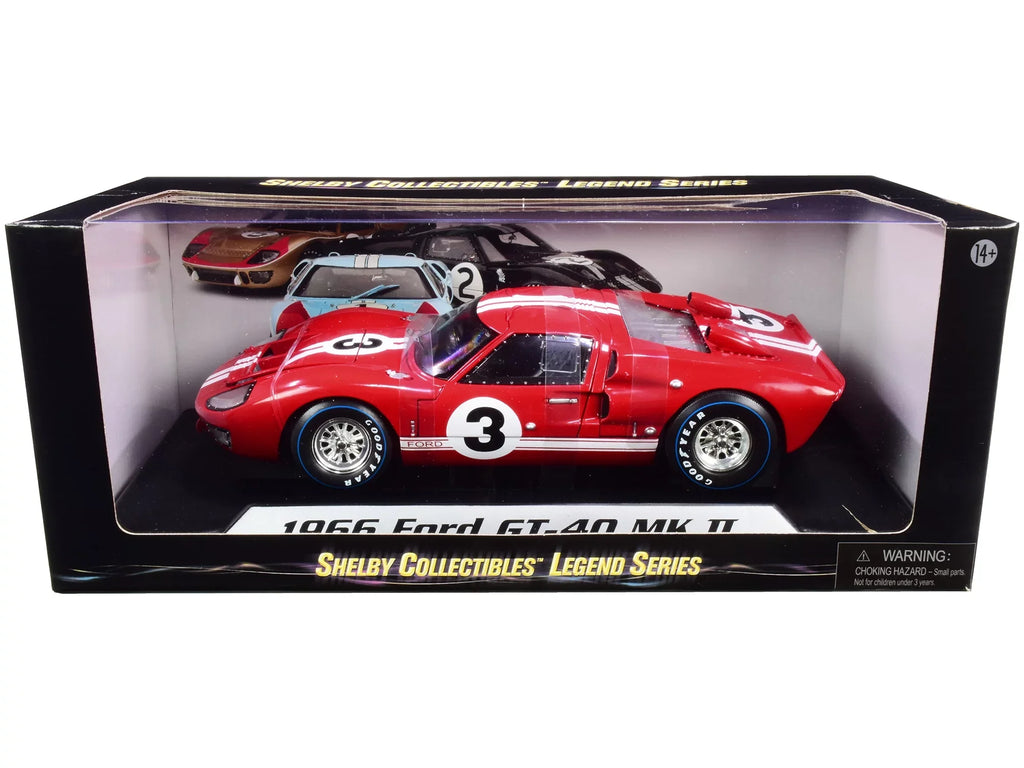 1966 Ford -40  2 Red #3 1/18 Diecast Car Model by Shelby Collectibles