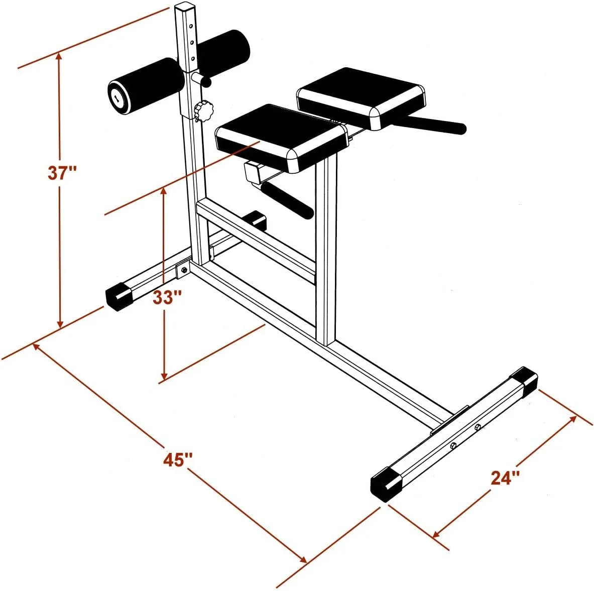 DF404 Hyperextension Bench Chair – 400  Capacity – Fully Adjustable Hyper Extension Back Exercise Fitness Station For Strength Training By