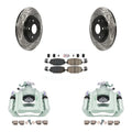 Transit Auto Rear Disc Brake Coated Caliper Drilled Slotted Rotors And Ceramic Pads Kit For 2012 Ram C/V With Dual Piston Front -101645N