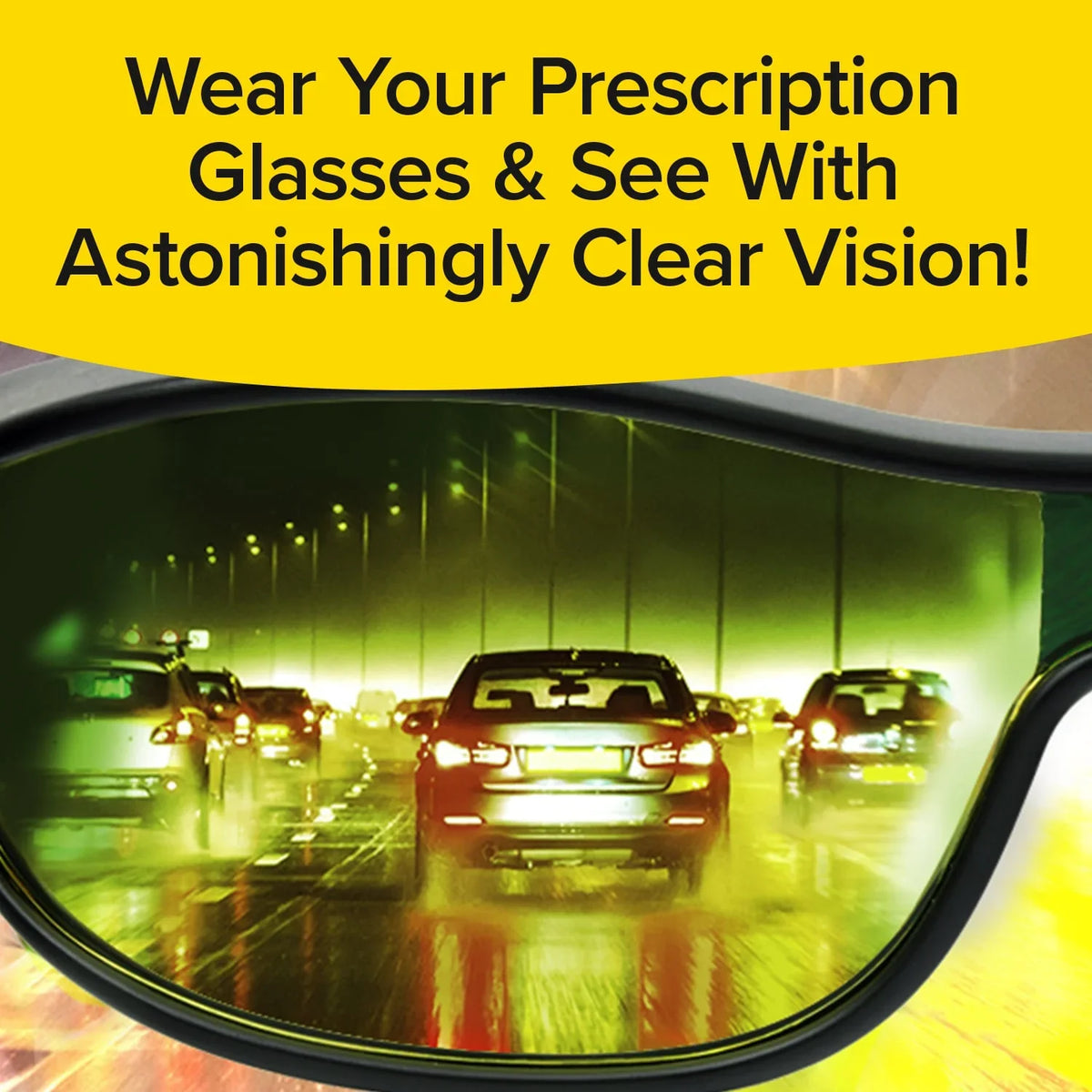 BattleVision Night Vision Wraparounds Green Night Driving Glasses, ---