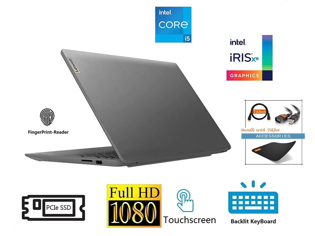 Lenovo 2021 IdeaPad 3 Laptop, 15.6"   Touchscreen Display, i5-1135G7 (>i7-1065G7), Iris Xe Graphics, Wi-Fi 6, Camera, Type-C, Fingerprint, w/Accessories (20GB  | 512GB PCIe )